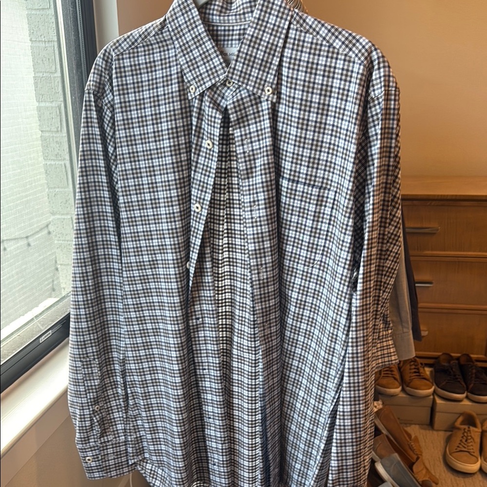 Peter Millar Black and White Casual Button Down Shirt